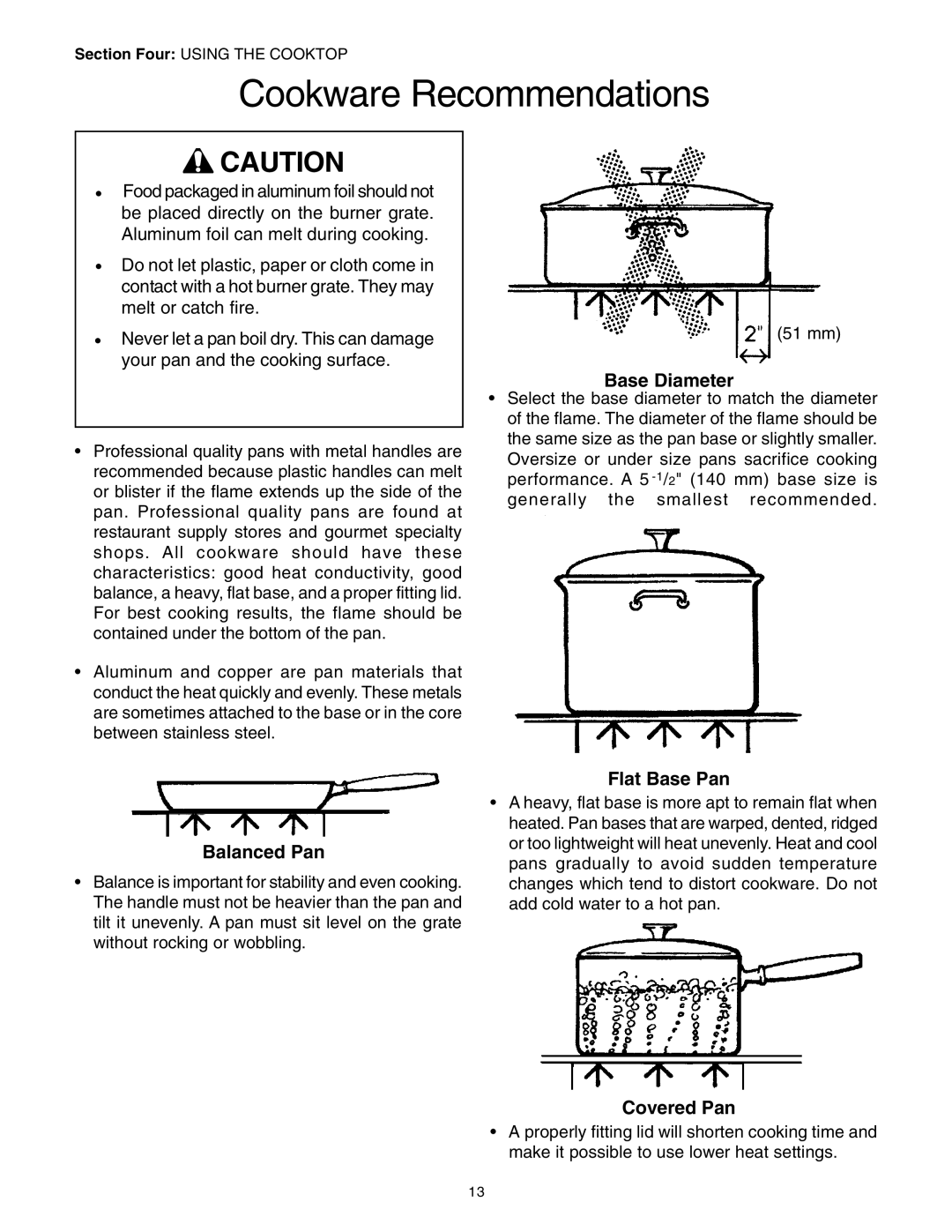 Thermador PRD48, PRD36, PRD30 Cookware Recommendations, Balanced Pan, Base Diameter, Flat Base Pan, Covered Pan 