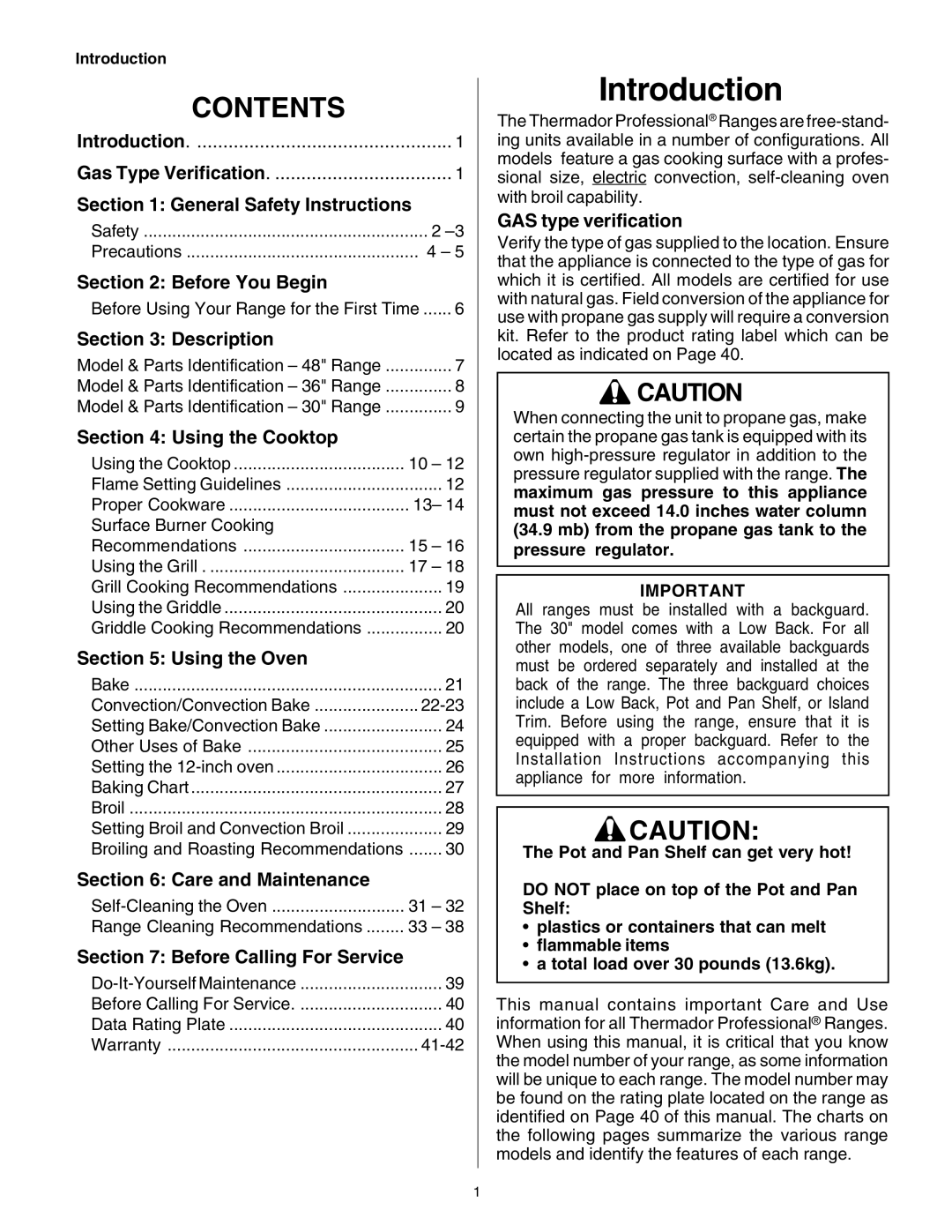 Thermador PRD48, PRD36, PRD30 manuel dutilisation Introduction 