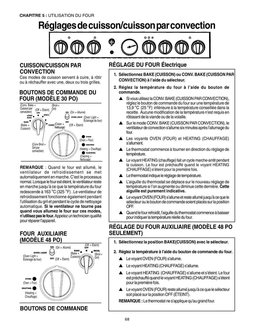 Thermador PRD36 CUISSON/CUISSON PAR Convection, Boutons DE Commande DU Four Modèle 30 PO, Réglage DU Four Électrique 