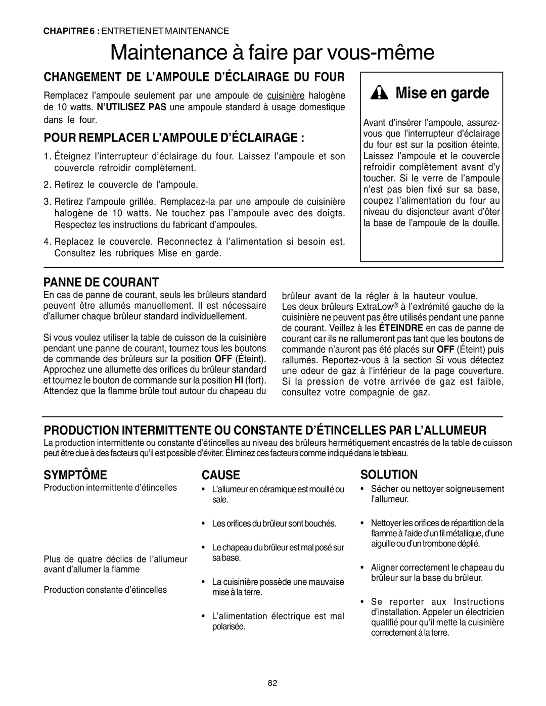 Thermador PRD48, PRD36, PRD30 manuel dutilisation Maintenance à faire par vous-même 