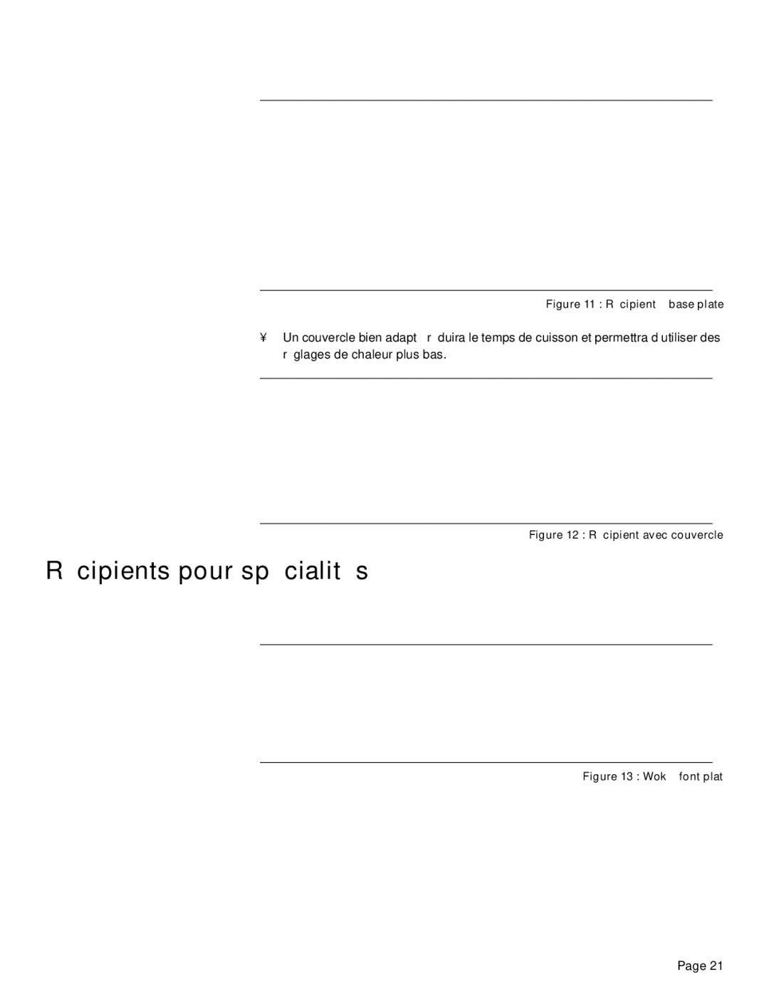 Thermador PRD36, PRD48, PRD30 manual Récipients pour spécialités, Récipient à base plate 