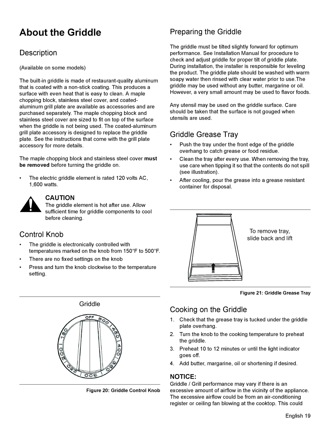 Thermador PRD48, PRD36, PRD30 manual About the Griddle 