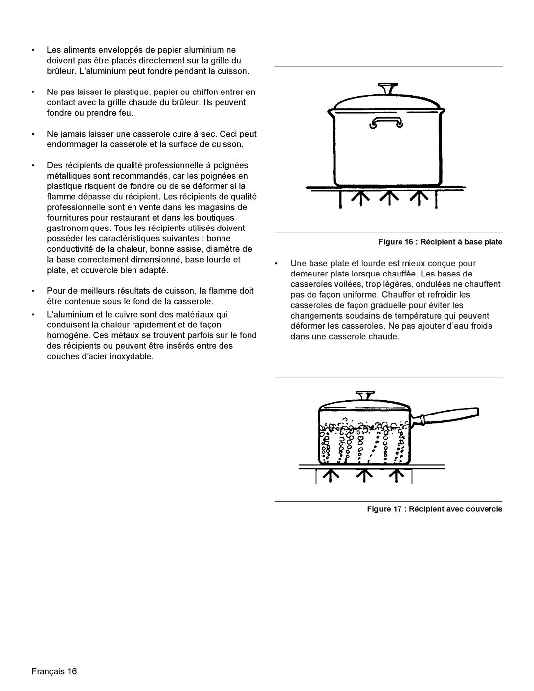 Thermador PRD48, PRD36, PRD30 manual Récipient à base plate 