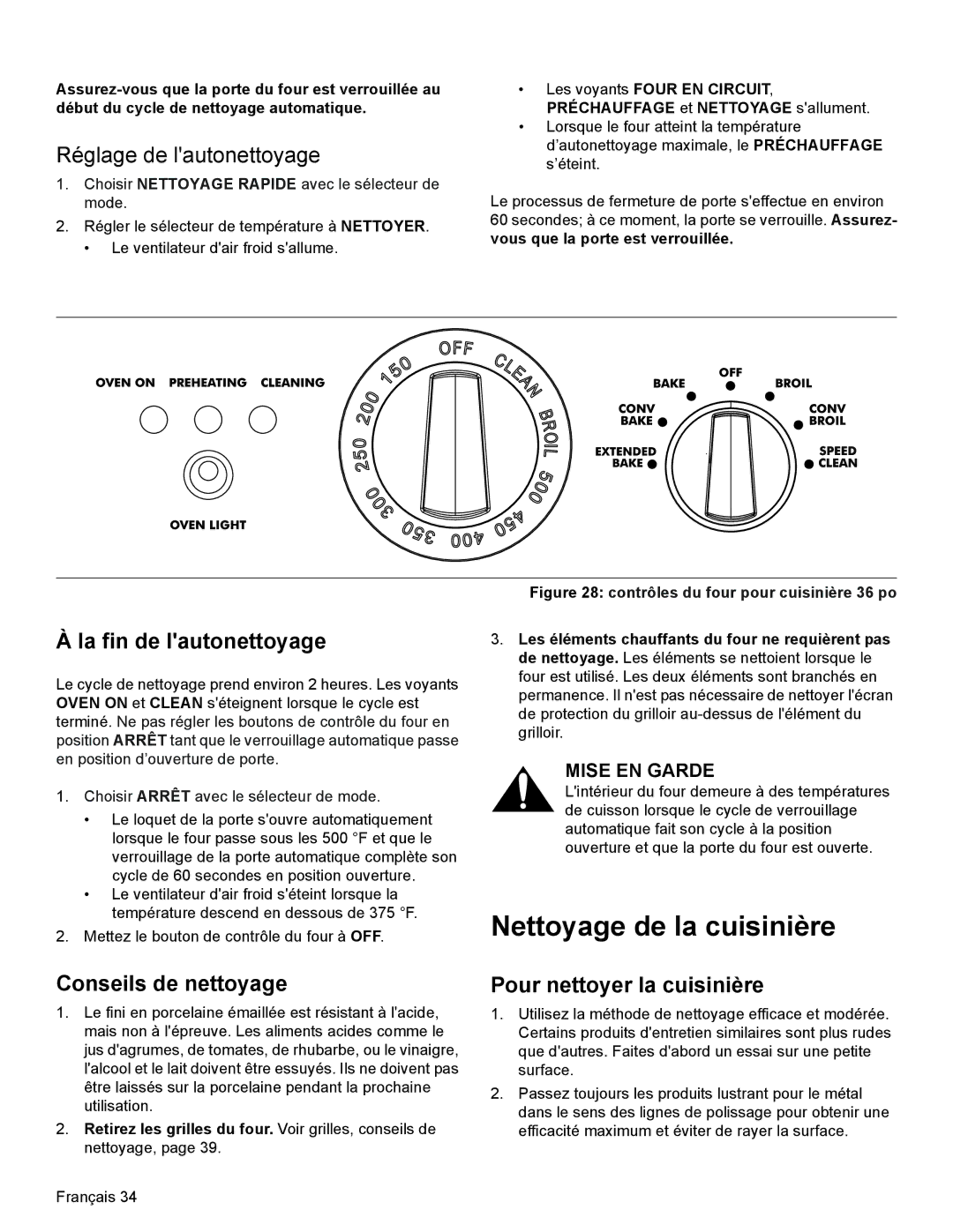 Thermador PRD48 Nettoyage de la cuisinière, Réglage de lautonettoyage, La fin de lautonettoyage, Conseils de nettoyage 