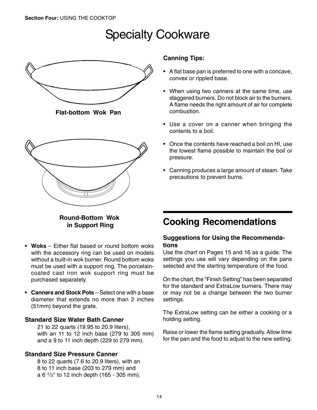 Thermador PRD36, PRD48, PRD30 Specialty Cookware, Cooking Recomendations, Canning Tips, Flat-bottom Wok Pan 