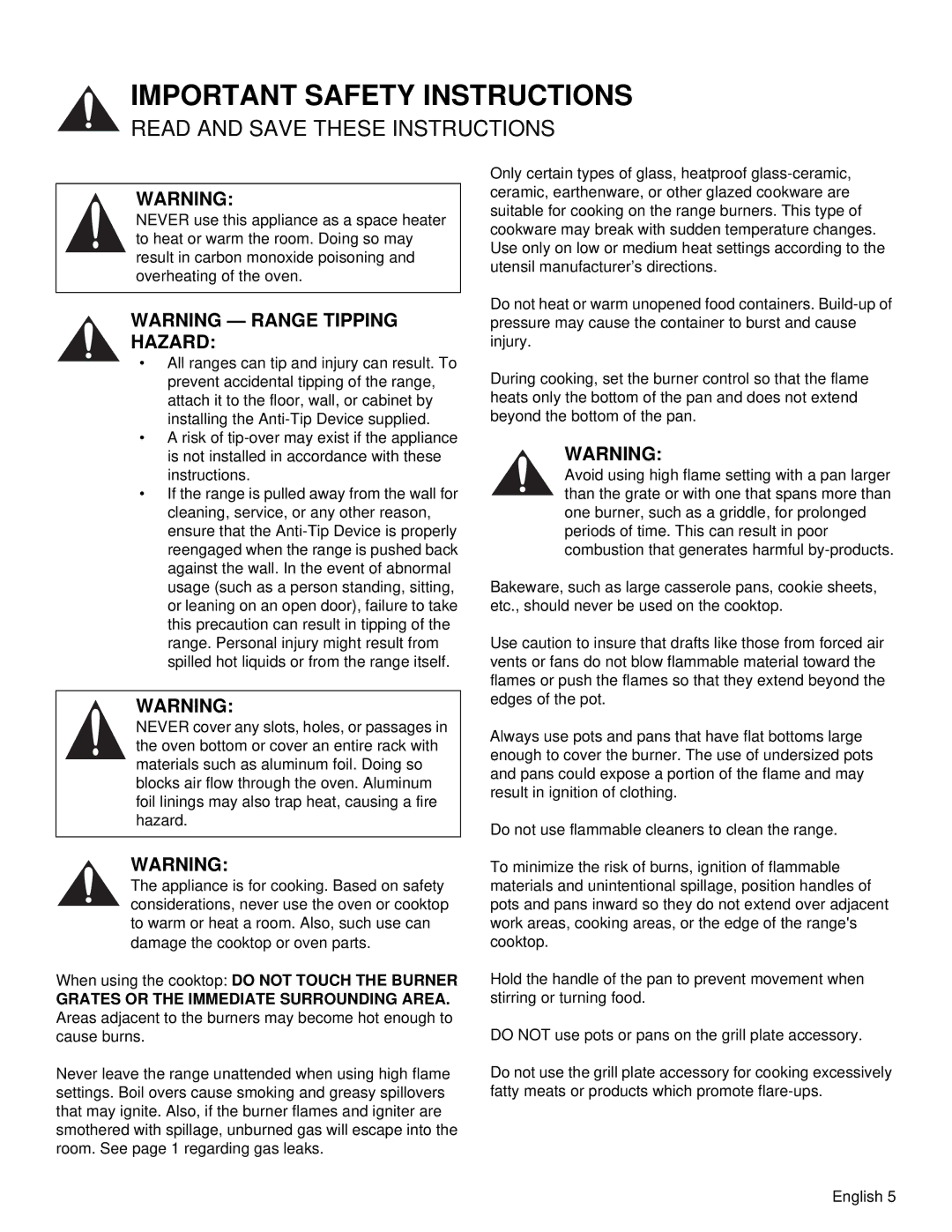 Thermador PRD48, PRD36 manual Hazard 