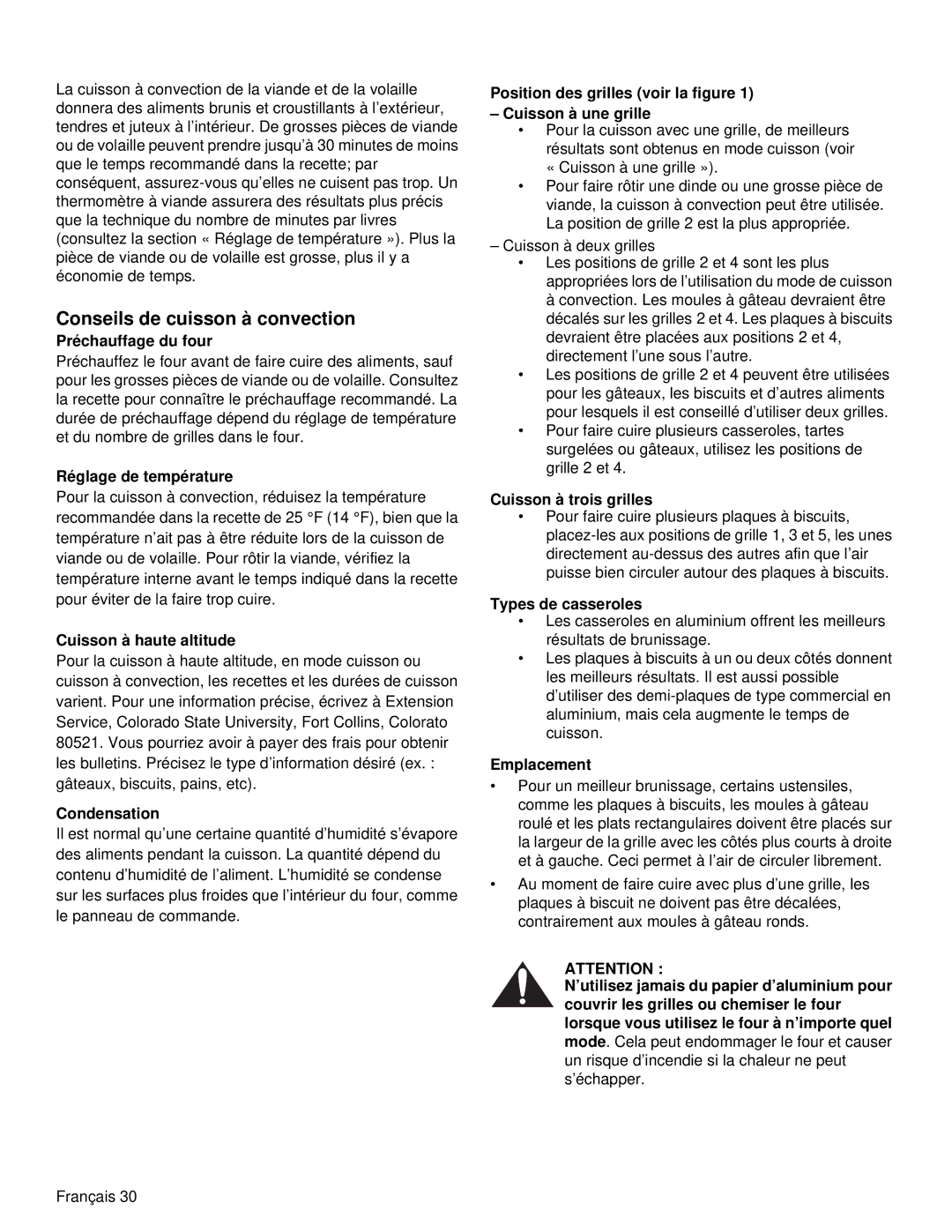 Thermador PRD36, PRD48 manual Conseils de cuisson à convection 