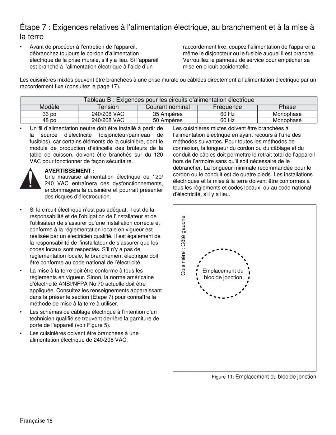 Thermador PRD36, PRD48 installation manual Avertissement 