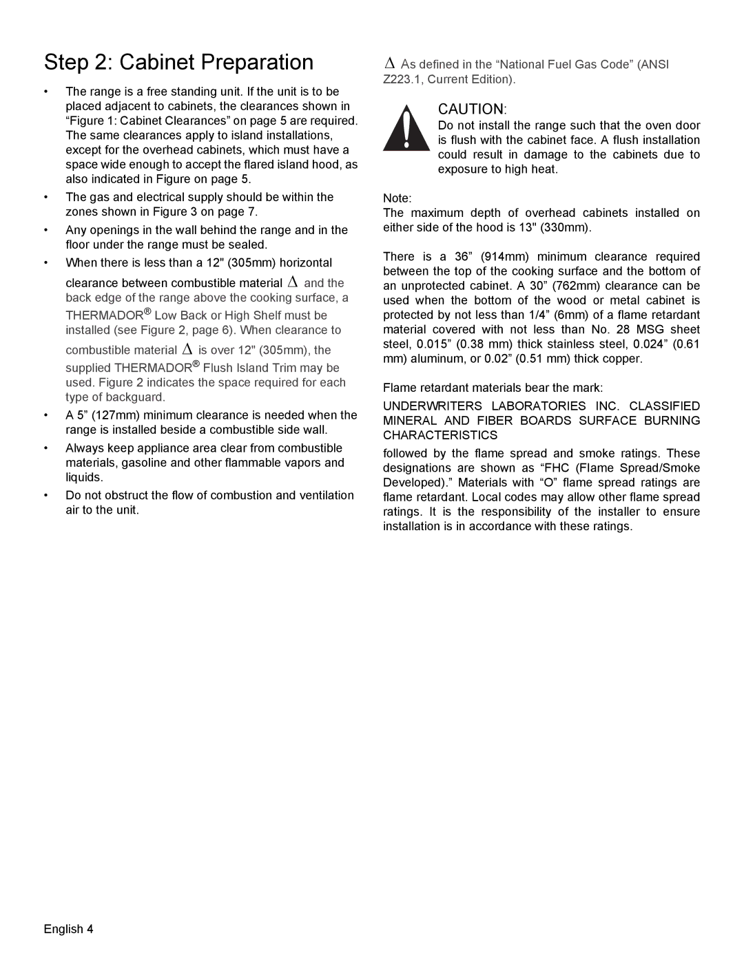 Thermador PRD48, PRD36 installation manual Cabinet Preparation 