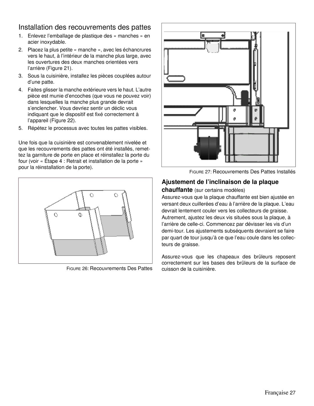 Thermador PRD48, PRD36 installation manual Installation des recouvrements des pattes, Recouvrements Des Pattes 