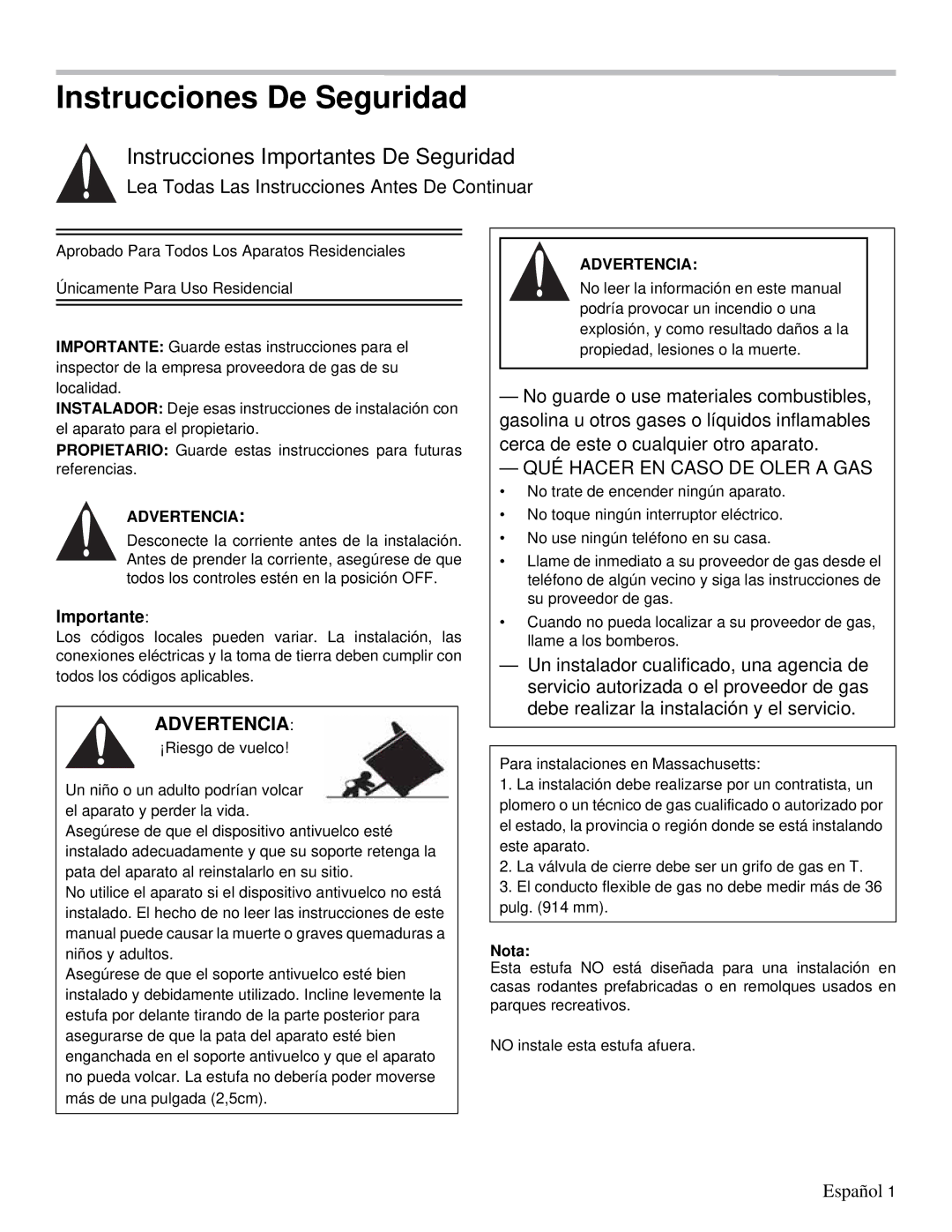 Thermador PRD48, PRD36 Instrucciones Importantes De Seguridad, Lea Todas Las Instrucciones Antes De Continuar, Nota 