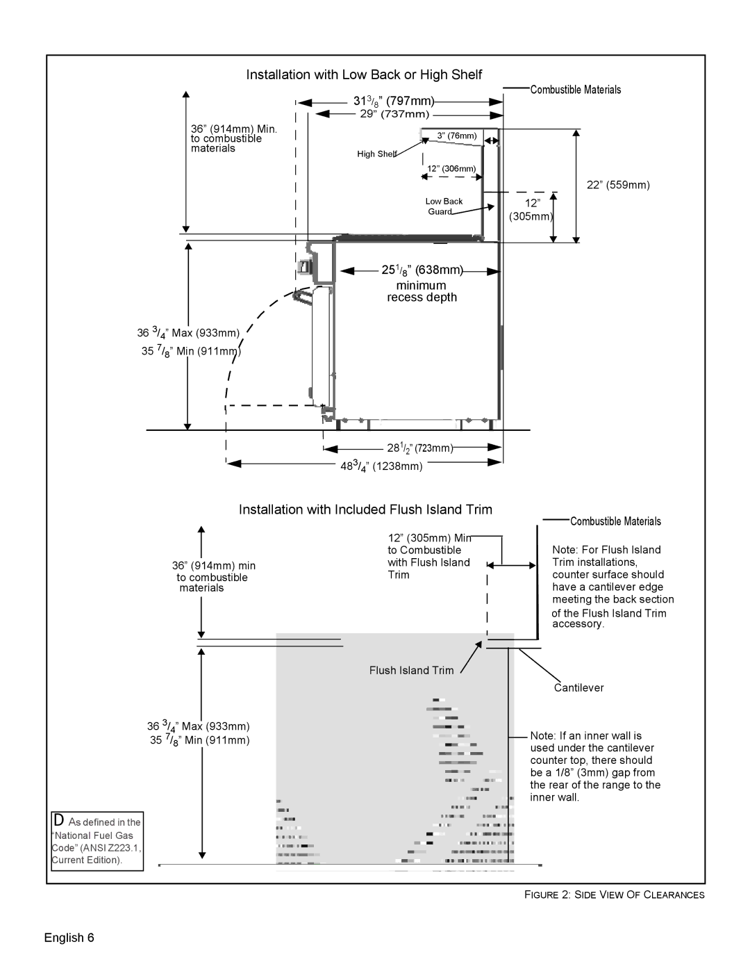 Thermador PRD48, PRD36 installation manual Installation with Low Back or High Shelf 