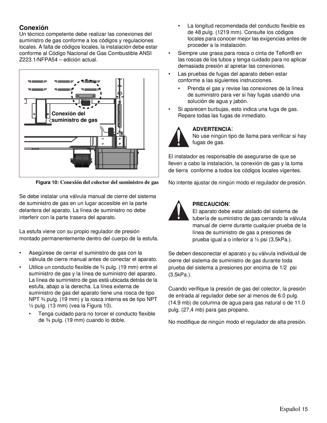 Thermador PRD48, PRD36 installation manual Conexión del suministro de gas 