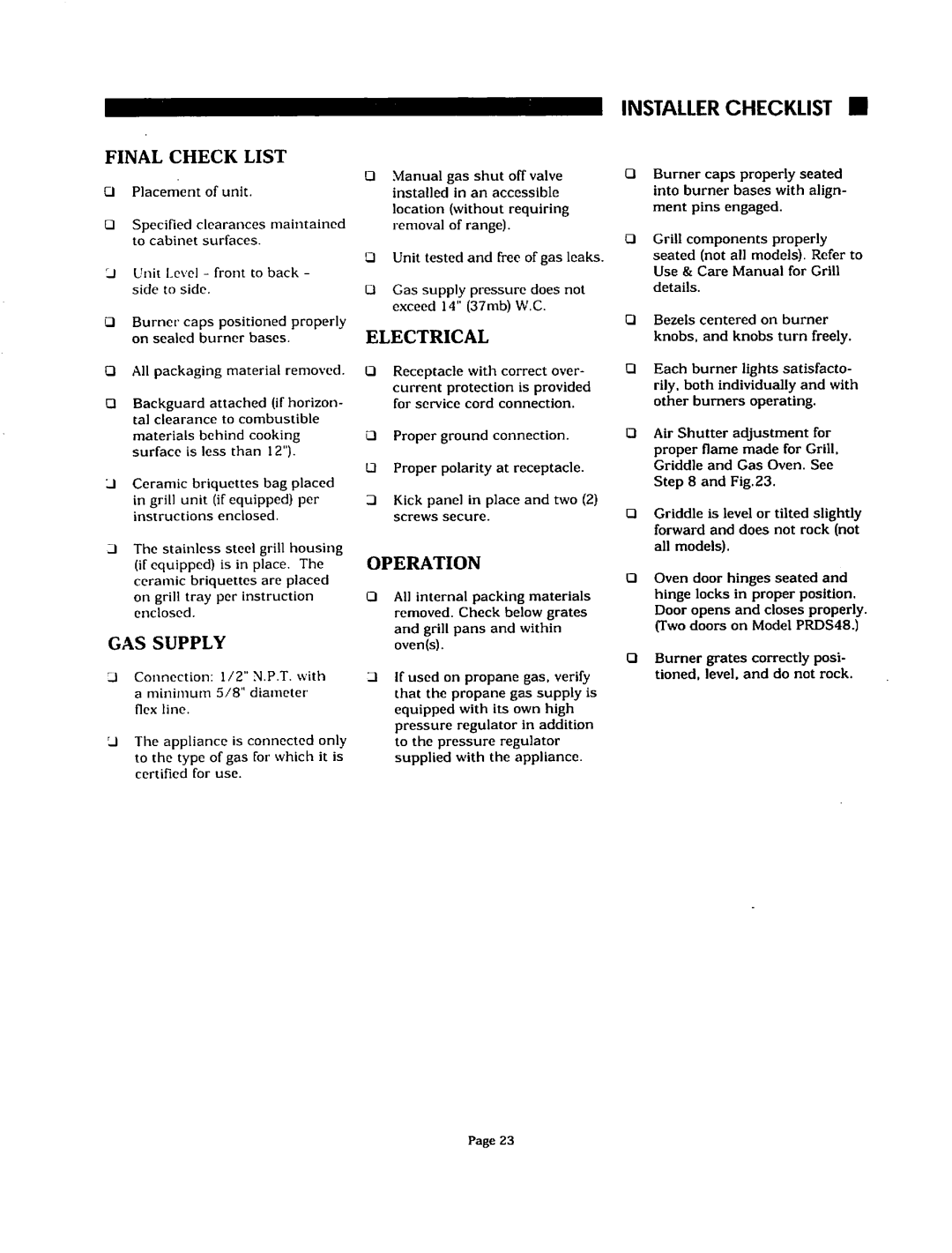 Thermador PRDS304, PRDS36, PRG304, PRDS48 installation instructions 