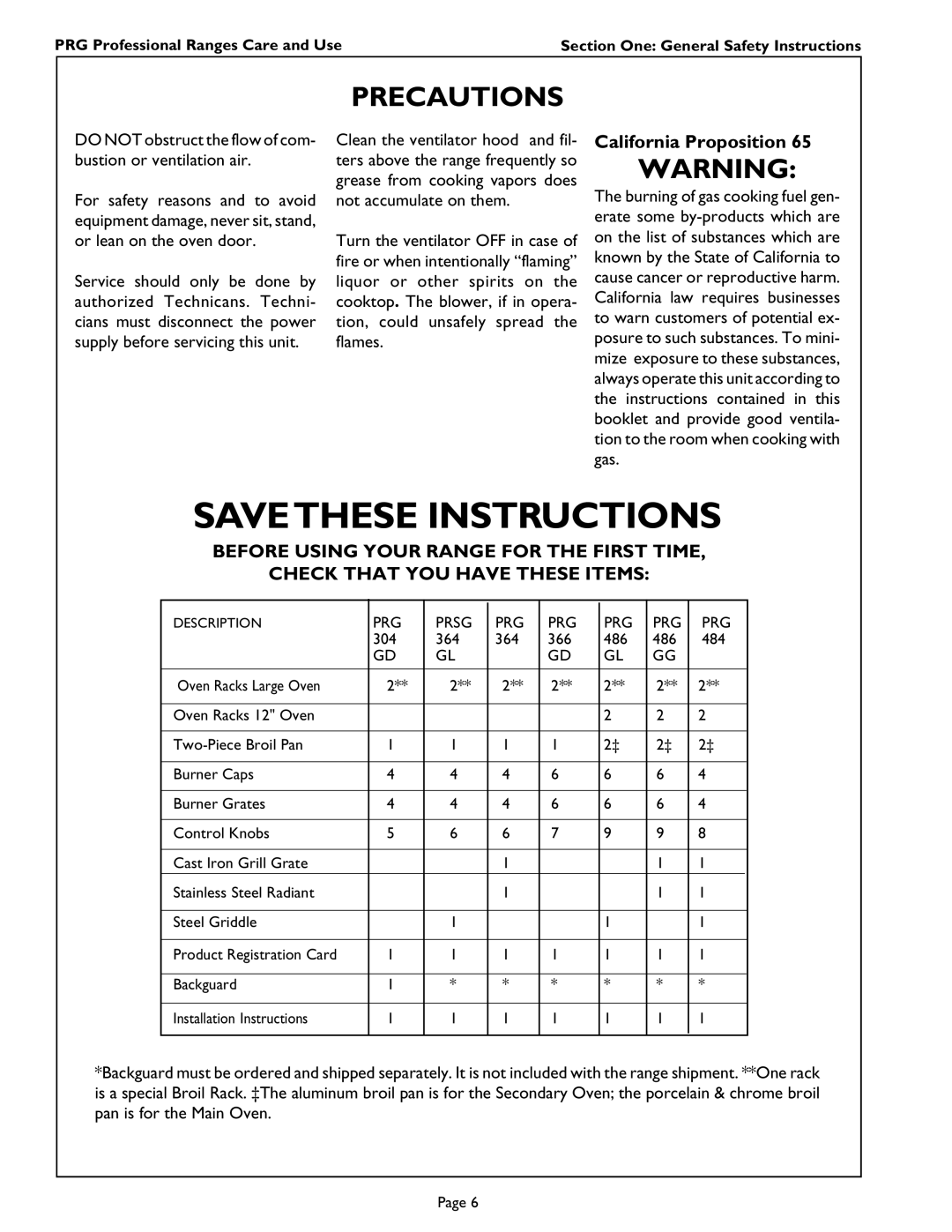 Thermador PRG486GL, PRG304 PRG364GL, PRG486GD, PRG366, PRG484GG manual Savethese Instructions, California Proposition 