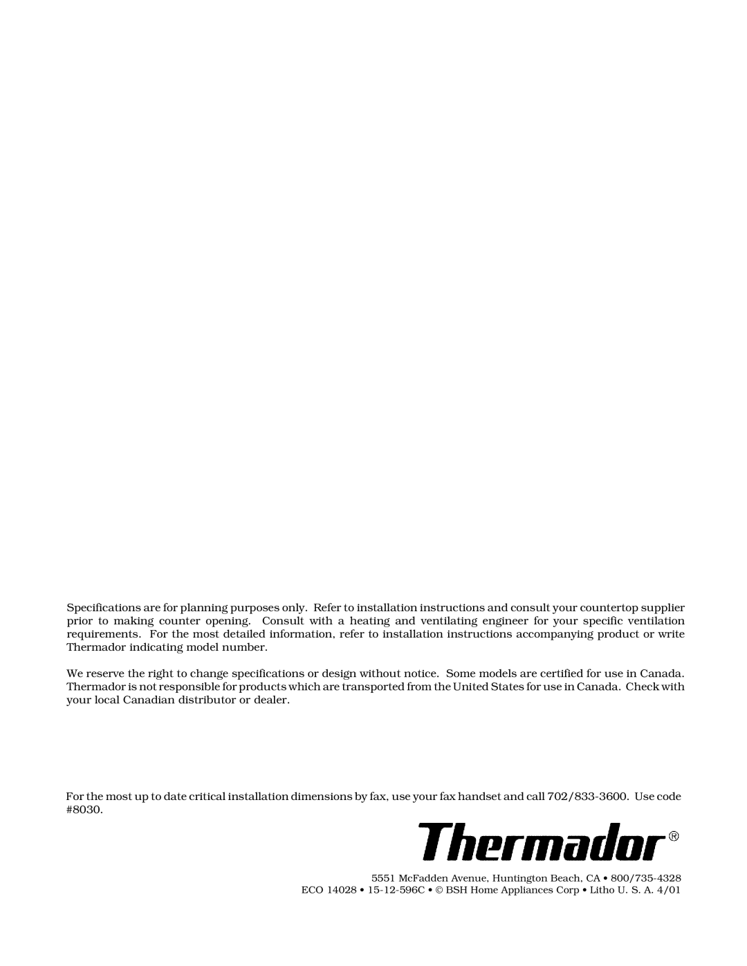 Thermador PRG48, PRG304, PRDS48, PRG36 installation instructions 