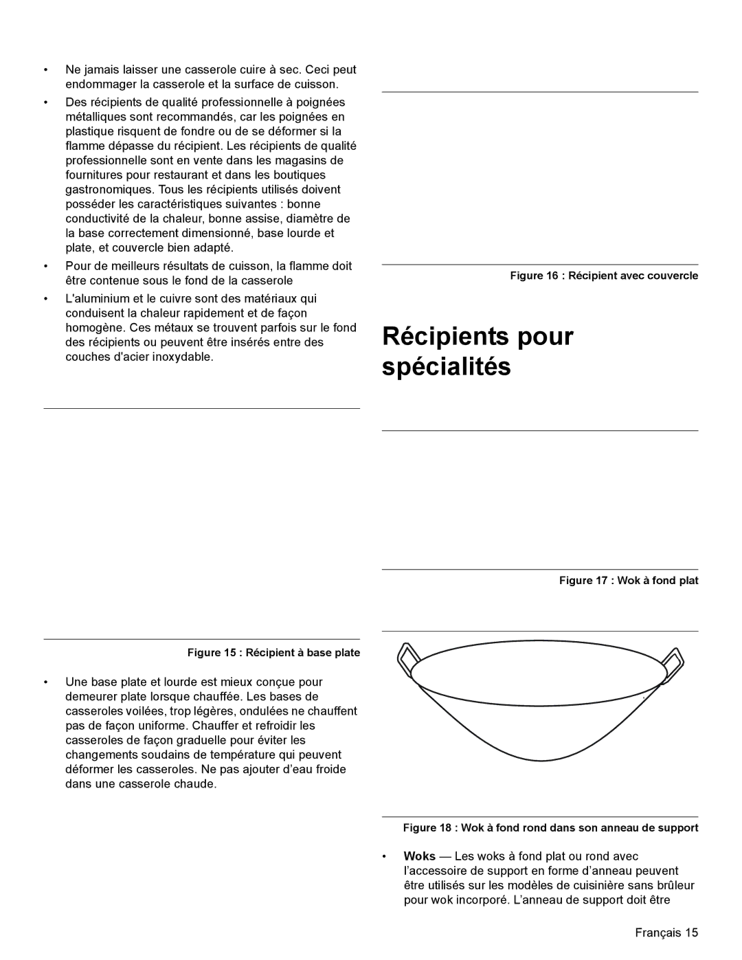 Thermador PRL30, PRL36, PRG30 manual Récipients pour spécialités 