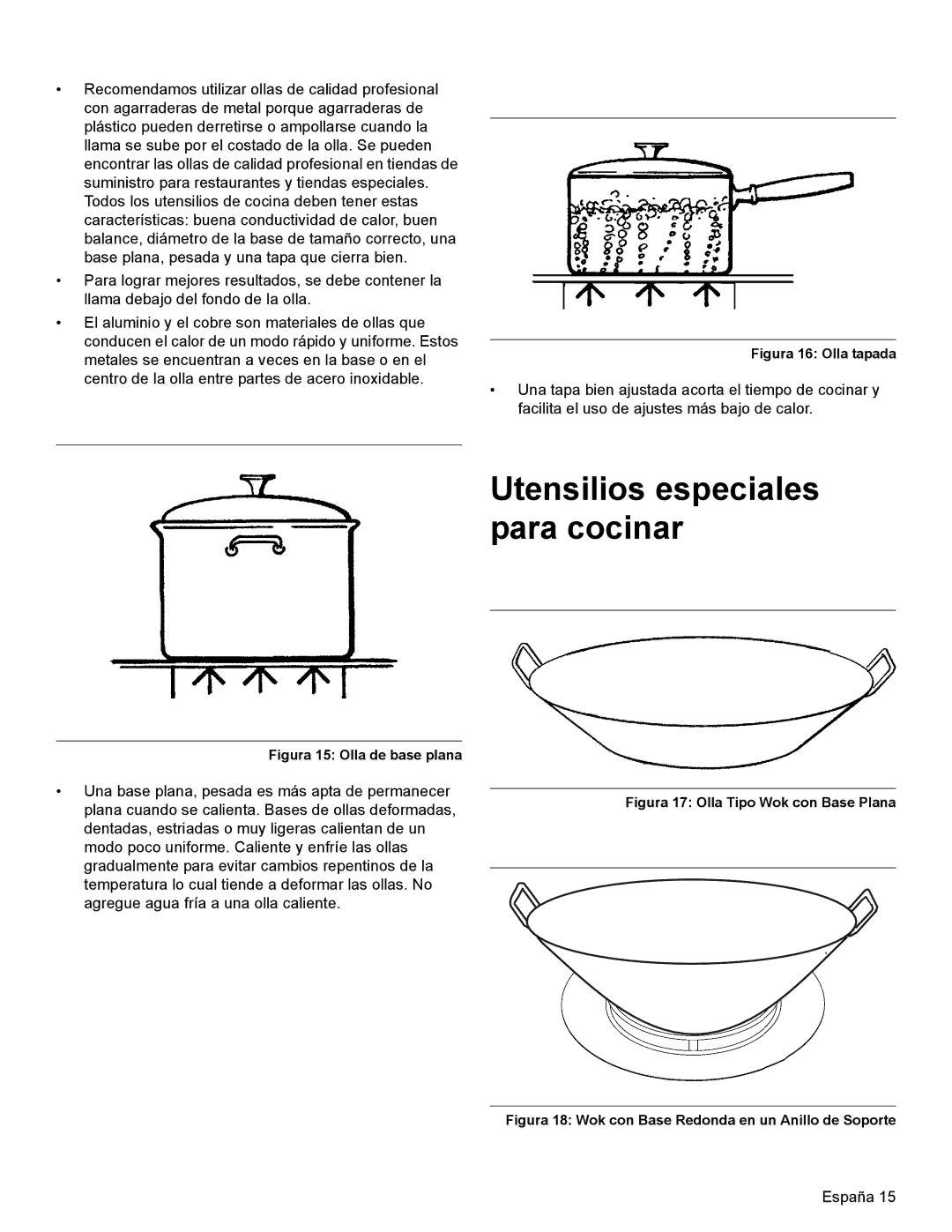 Thermador PRL36, PRG30, PRL30 manual Utensilios especiales para cocinar 