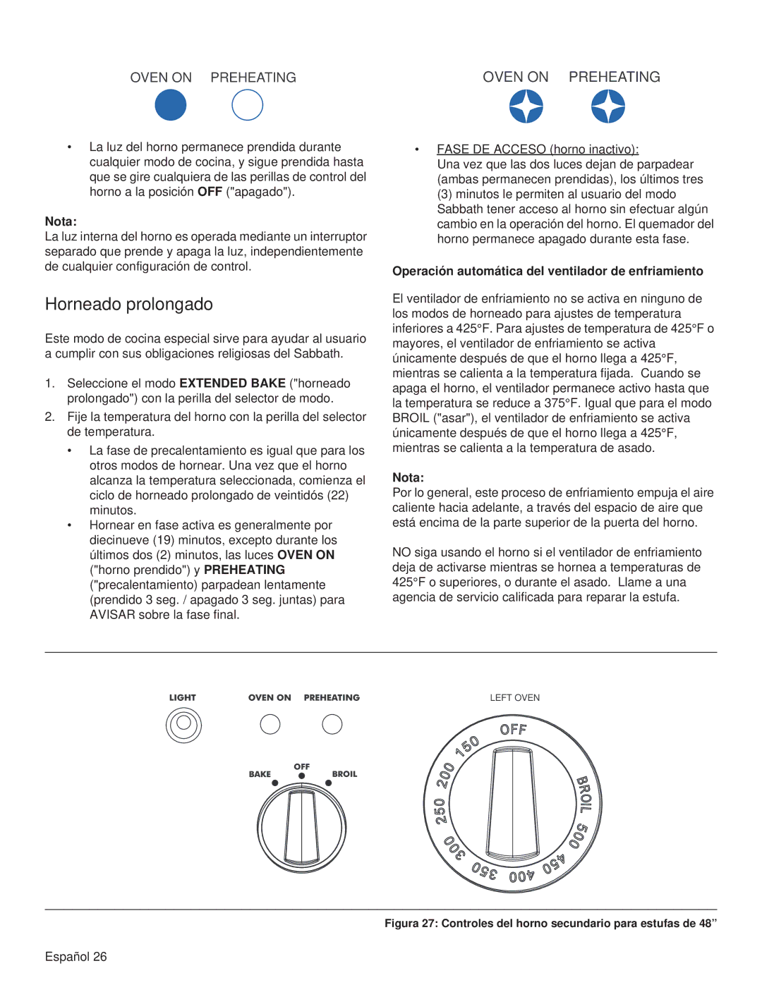 Thermador PRG36, PRL36, PRG48, PRG30, PRL30, PRL48 Horneado prolongado, Operación automática del ventilador de enfriamiento 