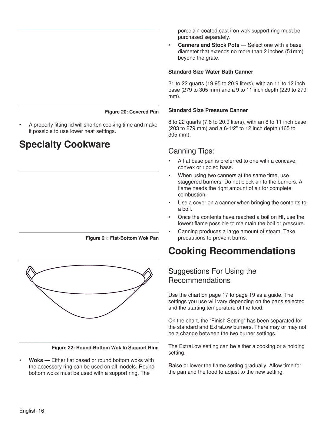 Thermador PRL36, PRG48 Specialty Cookware, Cooking Recommendations, Canning Tips, Suggestions For Using Recommendations 