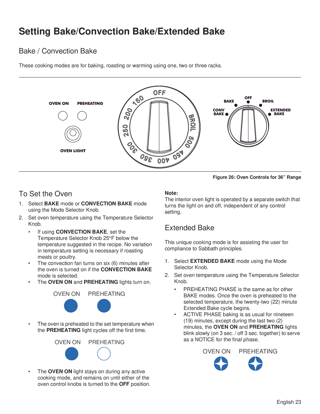 Thermador PRG48, PRL36, PRG30, PRL30 Setting Bake/Convection Bake/Extended Bake, Bake / Convection Bake, To Set the Oven 