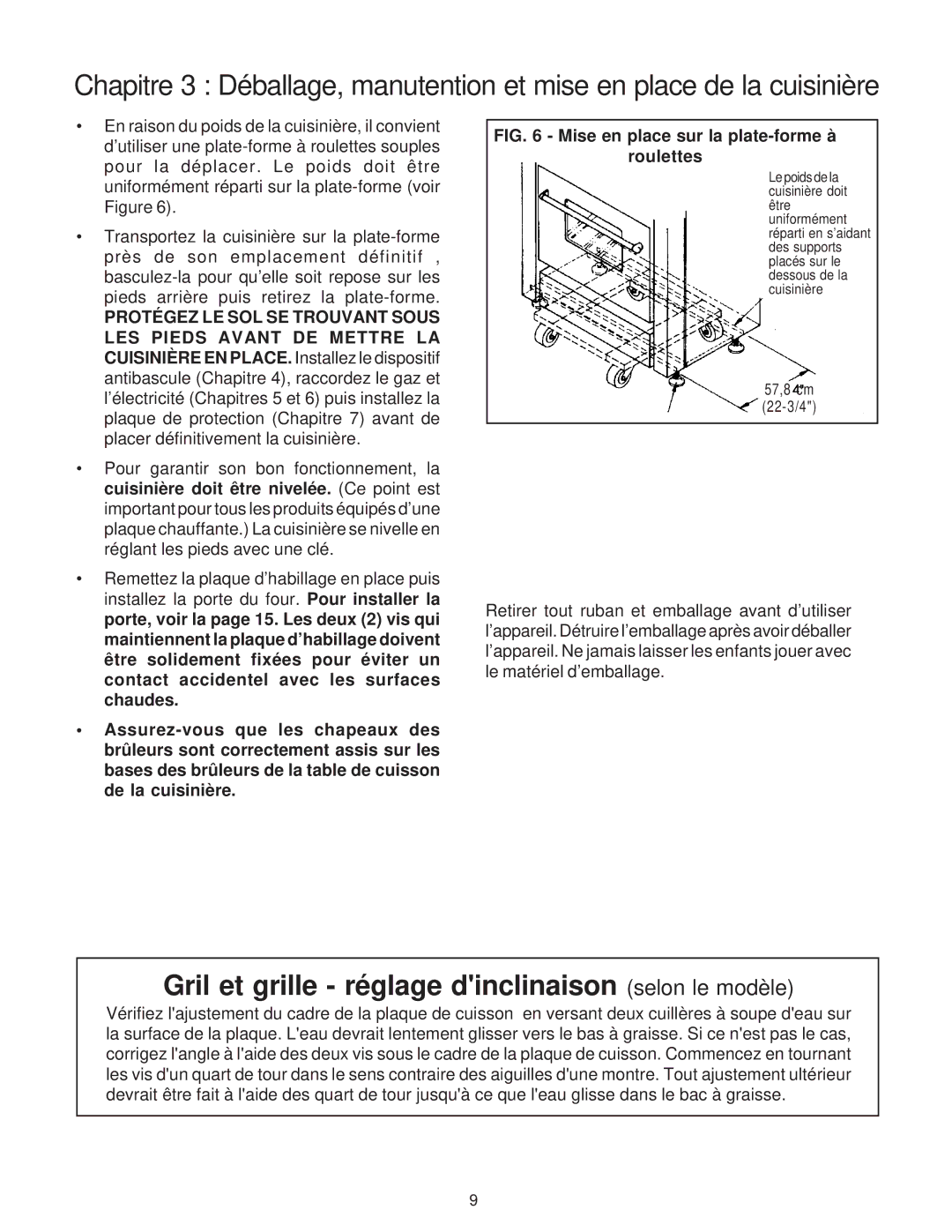 Thermador PG48, PRO-GRAND, PG36, PG30 installation instructions Gril et grille réglage dinclinaison selon le modèle 