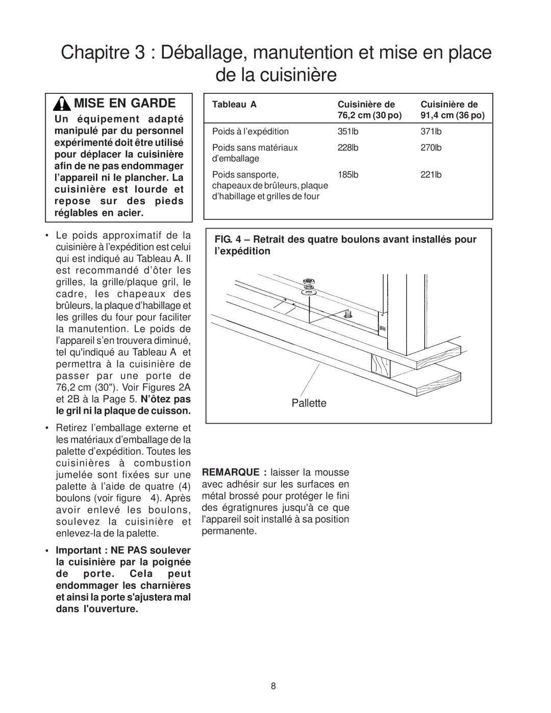 Thermador DP36, Range, PRO-HARMONY, 336, DP30 installation instructions Pallette 