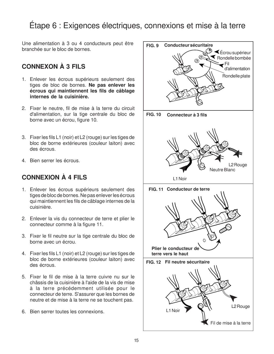 Thermador PRO-HARMONY, Range, 336, DP30, DP36 installation instructions Connexon À 3 Fils, Connexion À 4 Fils 