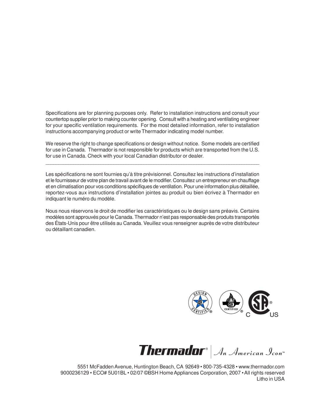 Thermador DP30, Range, PRO-HARMONY, 336, DP36 installation instructions 