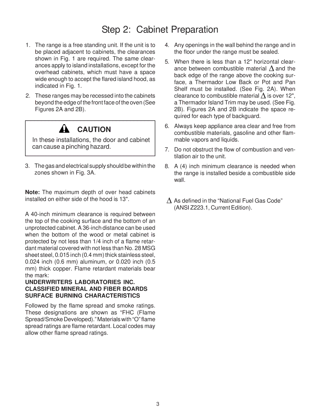 Thermador PRO-HARMONY, Range, 336, DP30, DP36 installation instructions Cabinet Preparation 