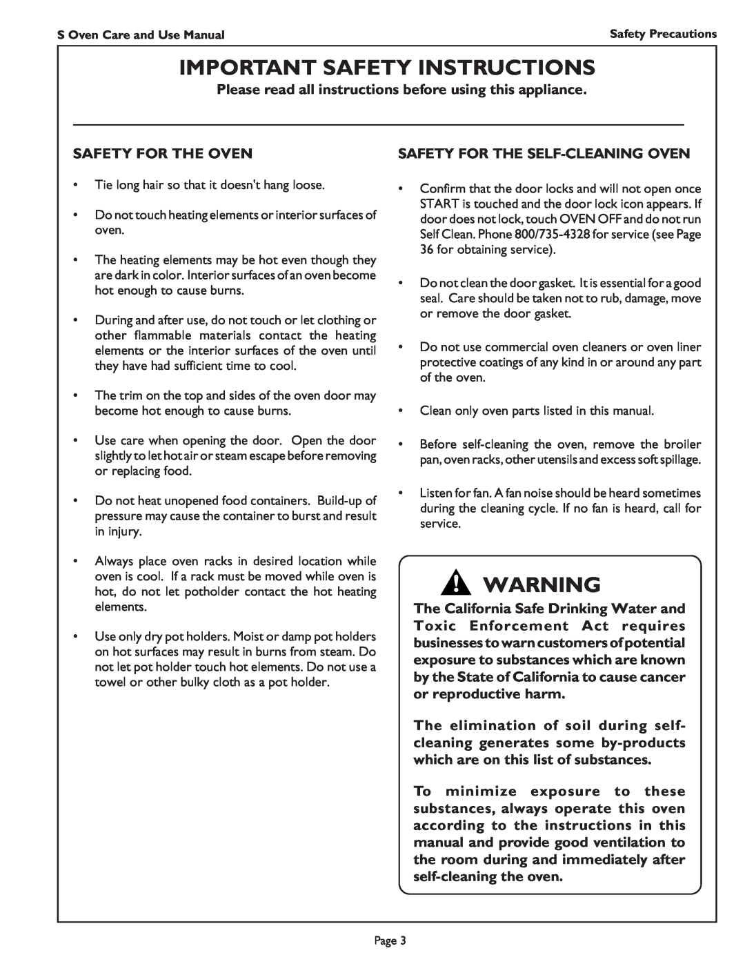 Thermador SCD272, SC301, SC272, SC302 Important Safety Instructions, Safety For The Oven, Safety For The Self-Cleaningoven 