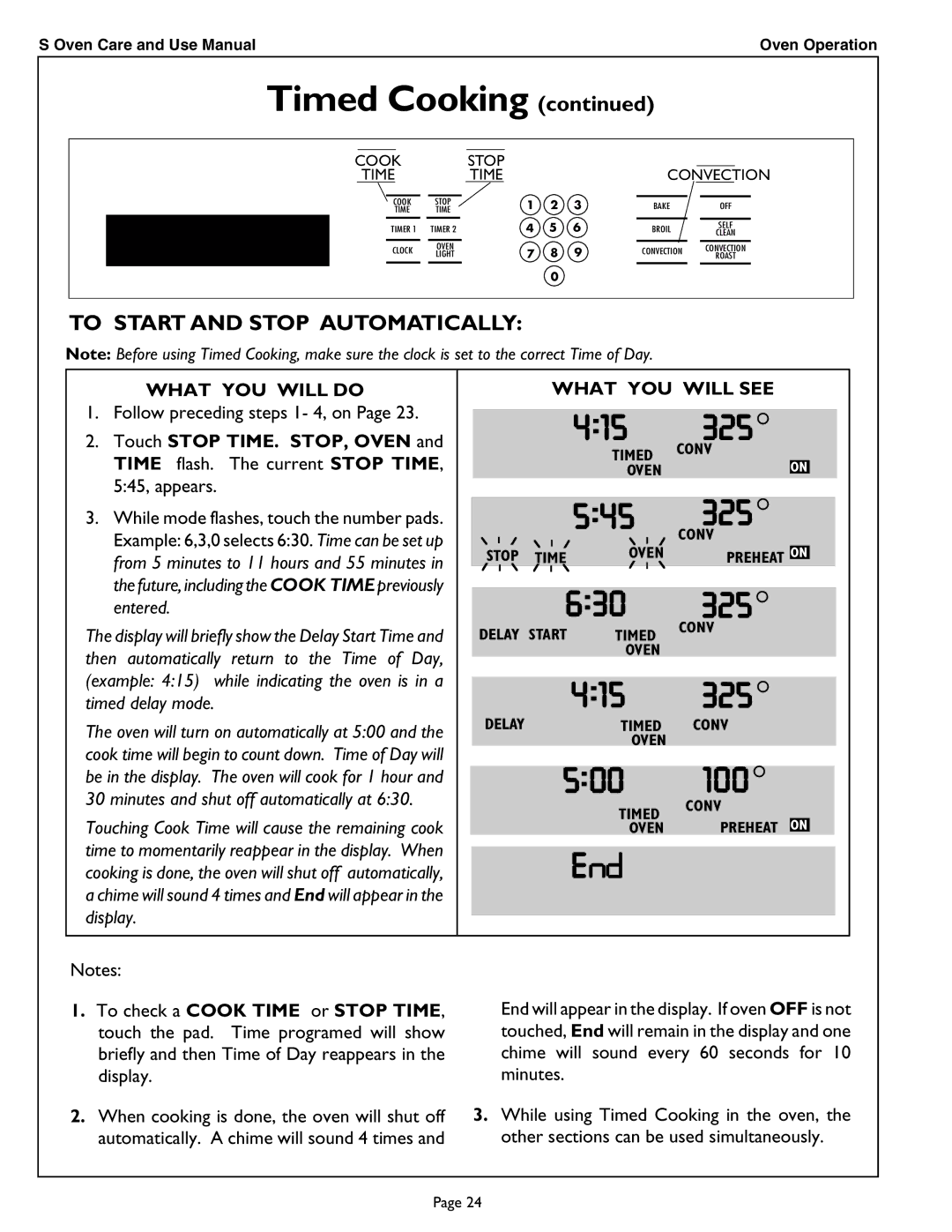 Thermador SCD302 manual To Start and Stop Automatically 