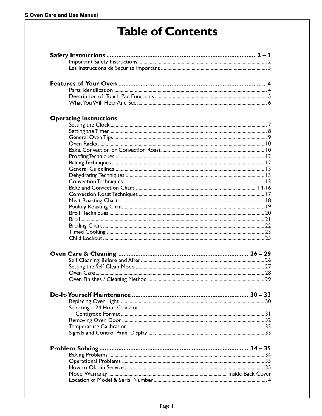 Thermador SCD302 manual Table of Contents 