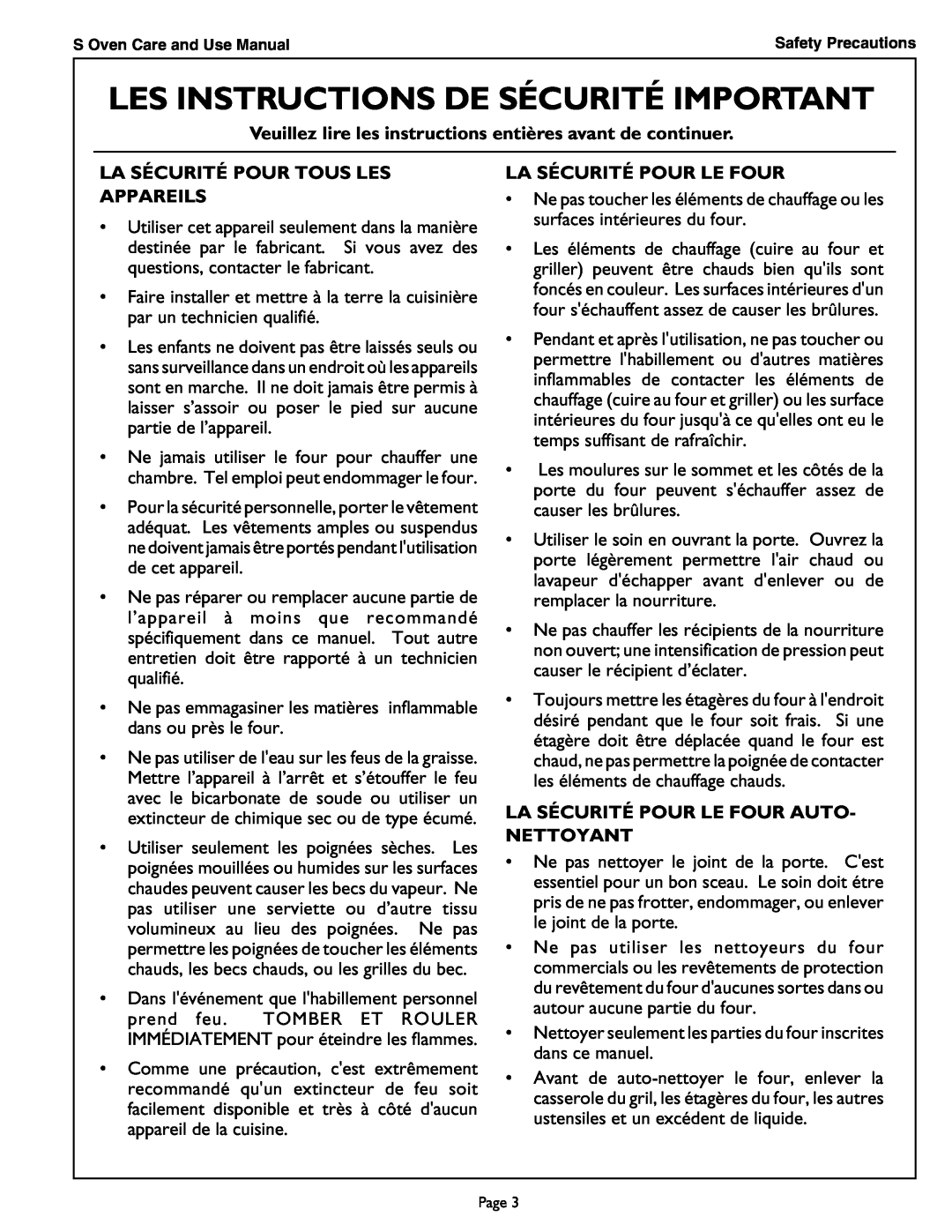 Thermador SCD302 manual Veuillez lire les instructions entières avant de continuer, La Sécurité Pour Tous Les Appareils 