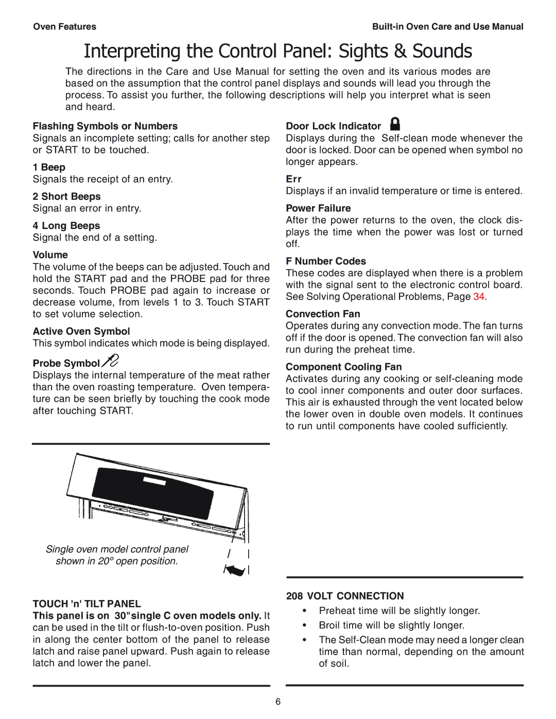 Thermador SEC271 manual Interpreting the Control Panel Sights & Sounds, Volt Connection 