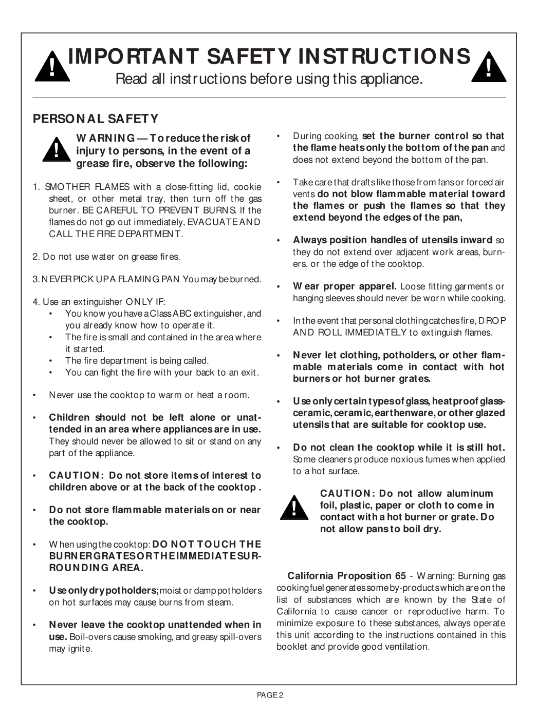 Thermador SGCS456, SGC456 owner manual Important Safety Instructions 