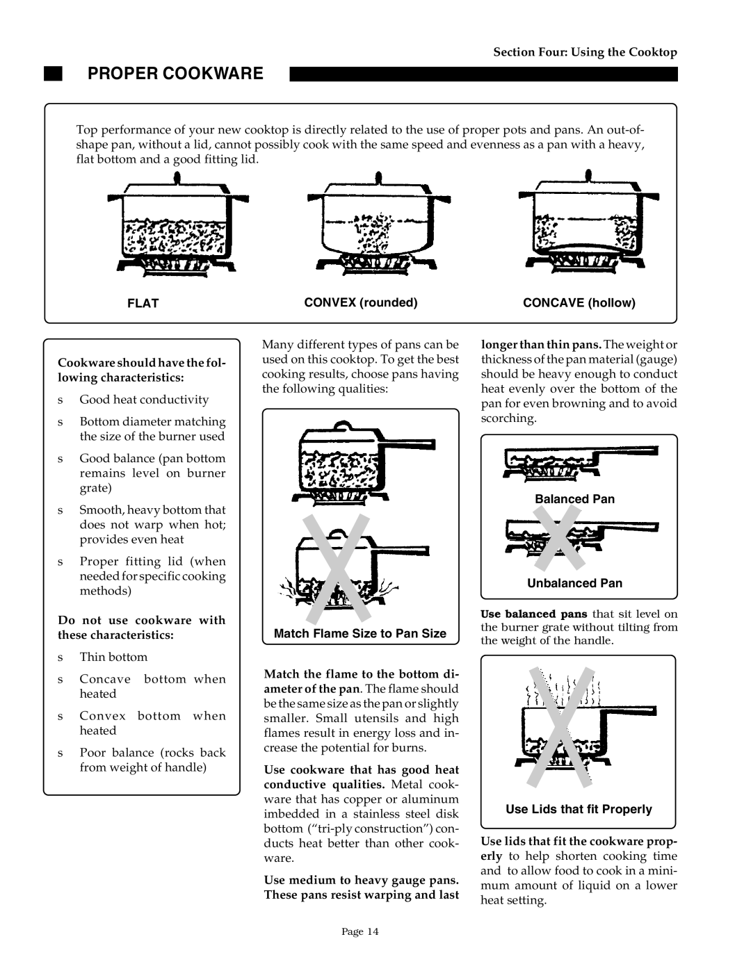 Thermador SGNCV36G, SGN36G, SGN30, GGNCV30, GGN30, GGN365, GGNCV365 owner manual Proper Cookware, Flat 