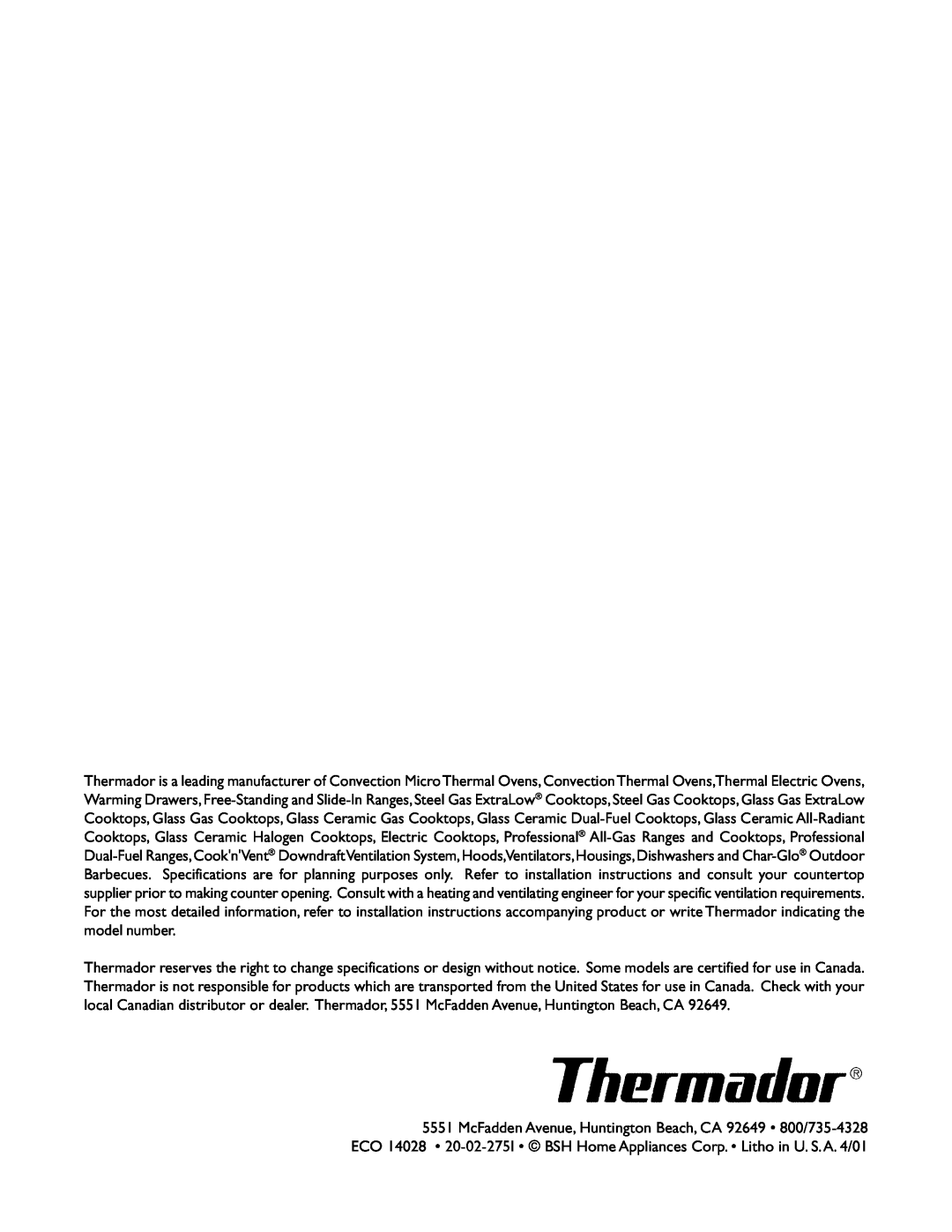 Thermador GGS30, SGS36G, SGS30, SGN36G, SGN30, GGN30, GGN365, GGS365 instruction manual 
