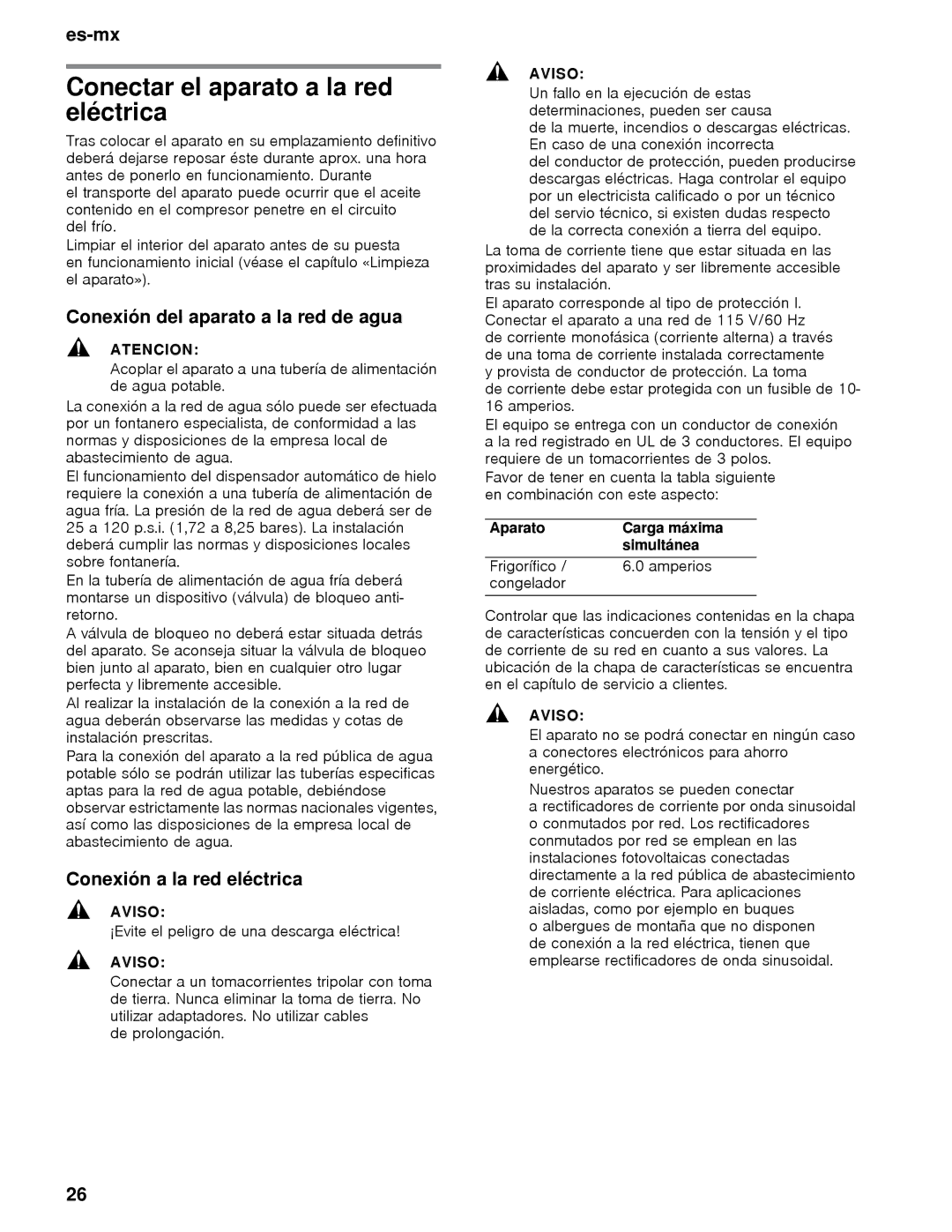 Thermador T30IB Conectar el aparato a la red eléctrica, Conexión del aparato a la red de agua, Conexión a la red eléctrica 