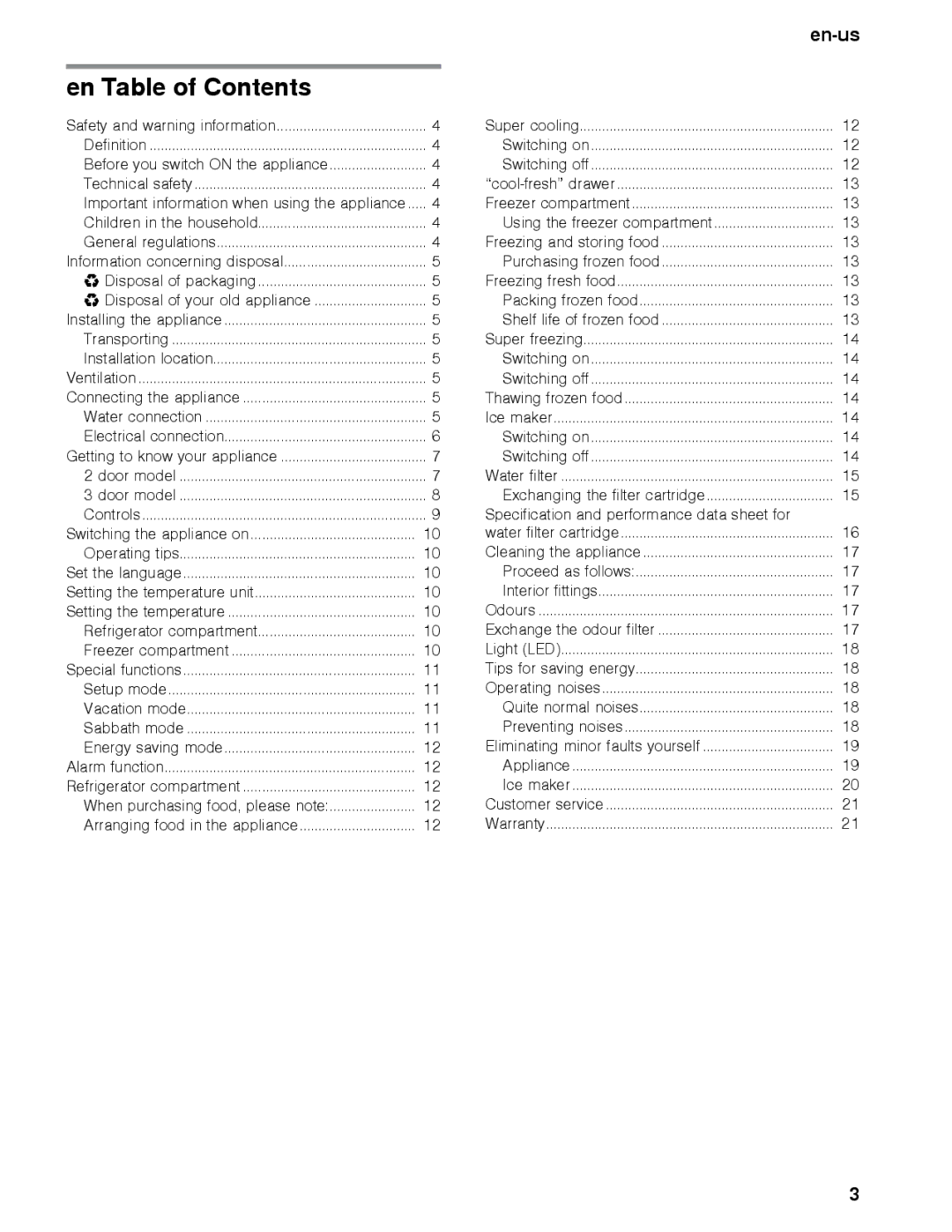 Thermador T30BB, T36BB, T36IB, T30IB, T36IT, T36BT manual En Table of Contents 