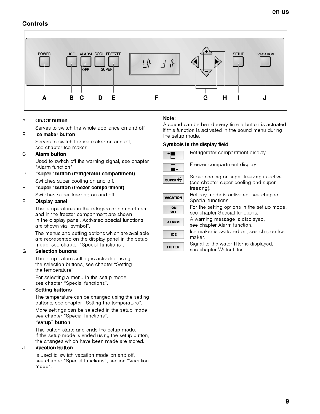 Thermador T30BB, T36BB, T36IB, T30IB, T36IT, T36BT manual En-us Controls 