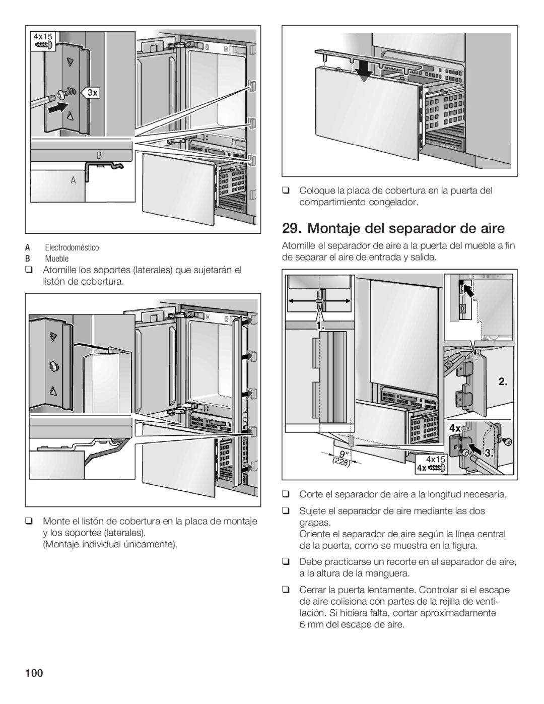 Thermador T36IB70NSP manual Montaje del separador de aire, Figura 