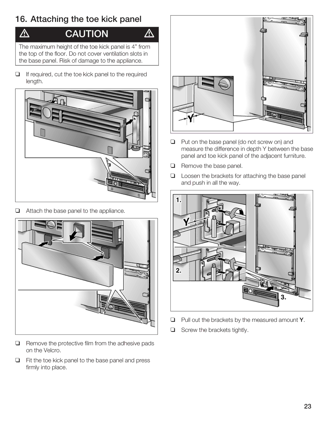 Thermador T36IB70NSP manual Attaching the toe kick panel 