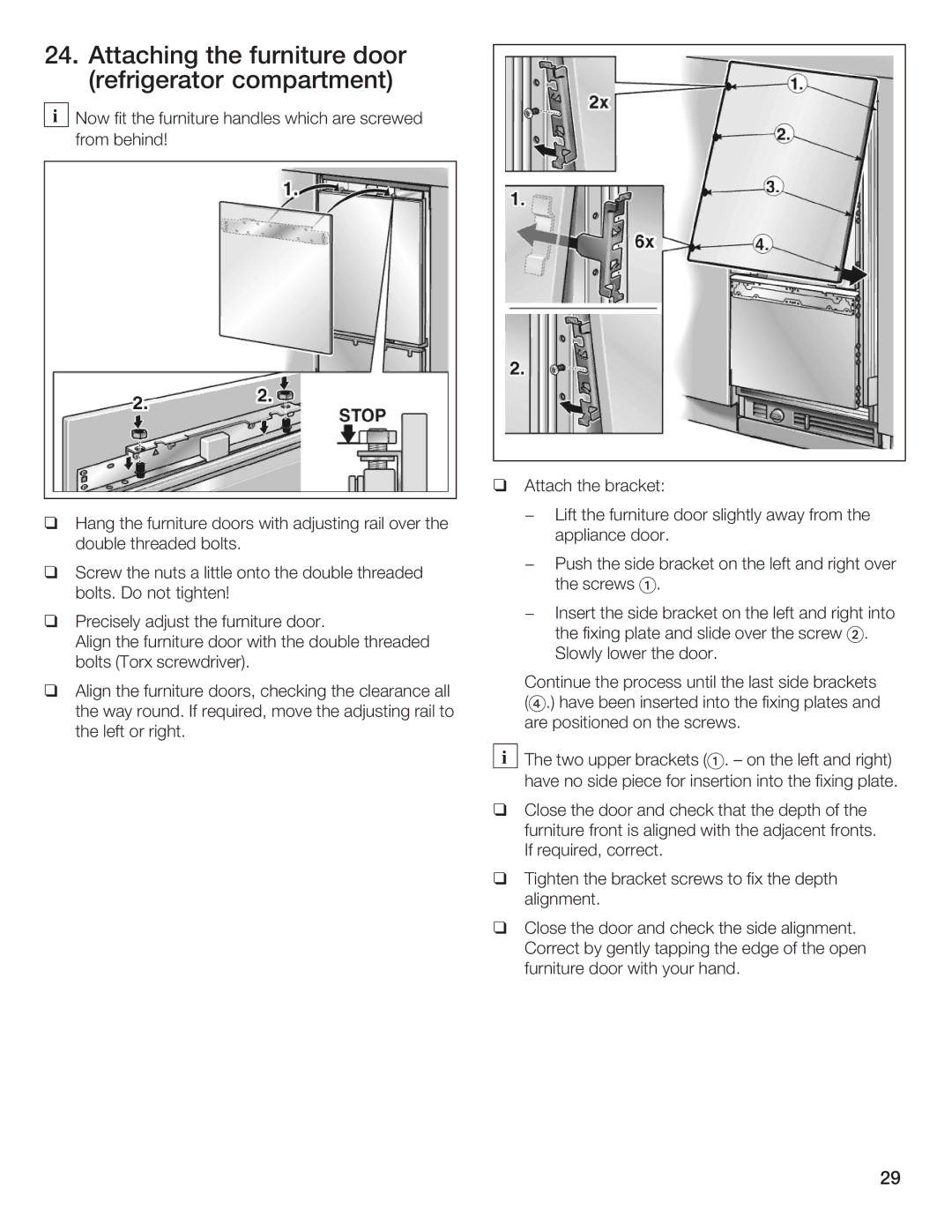 Thermador T36IB70NSP manual Attaching the furniture door refrigerator compartment 