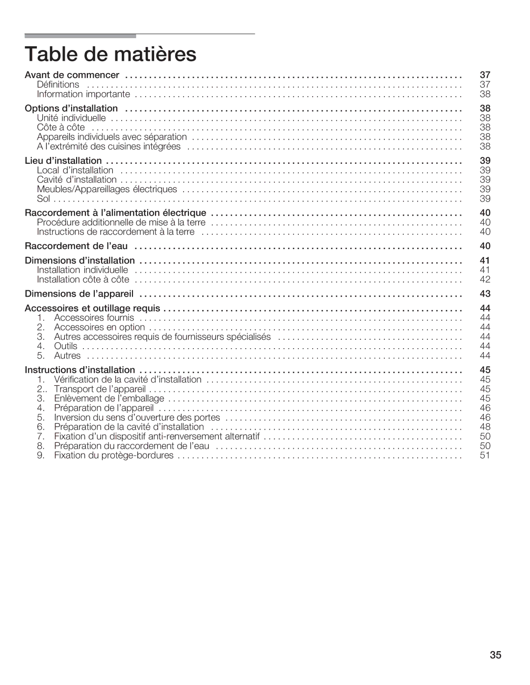 Thermador T36IB70NSP manual De matières 