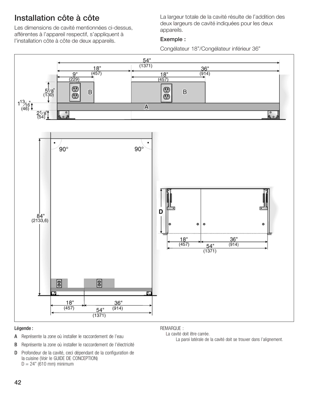 Thermador T36IB70NSP manual Installation côte à côte, Conception 