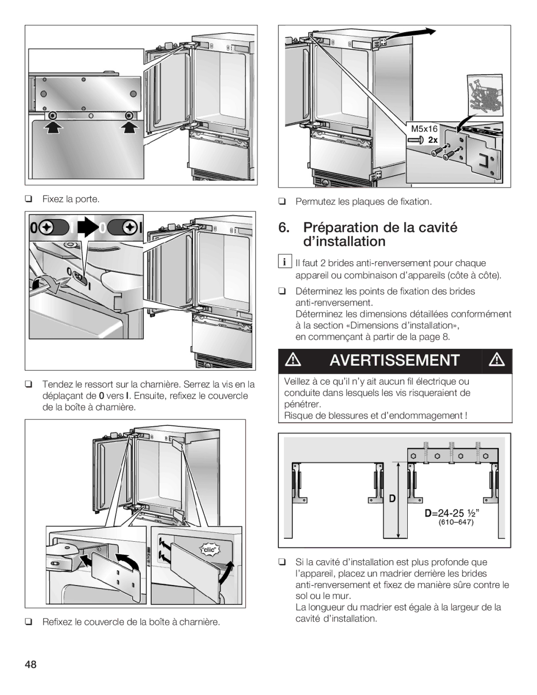 Thermador T36IB70NSP manual Préparation de la cavité, Dinstallation 