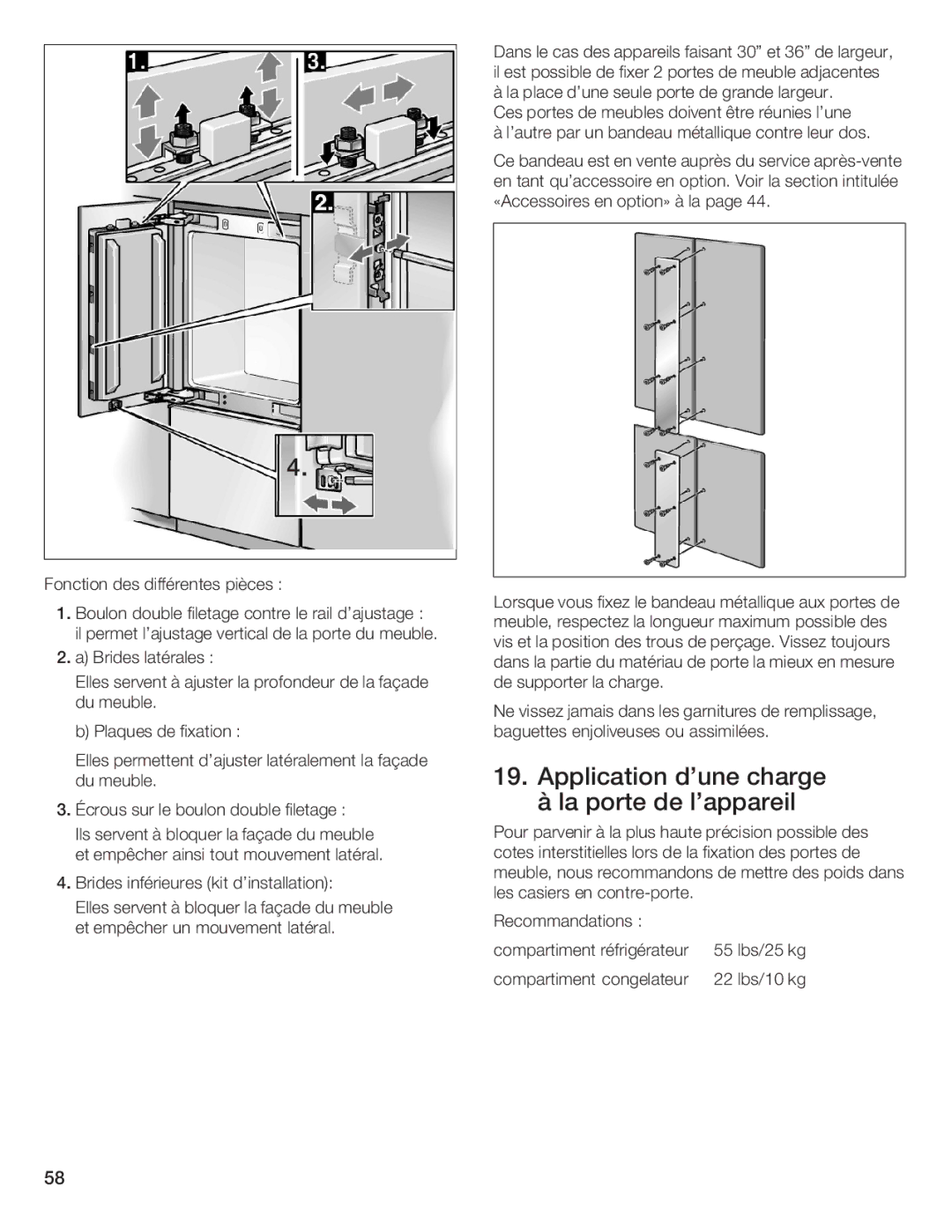 Thermador T36IB70NSP manual Fonction des différentes pièces 