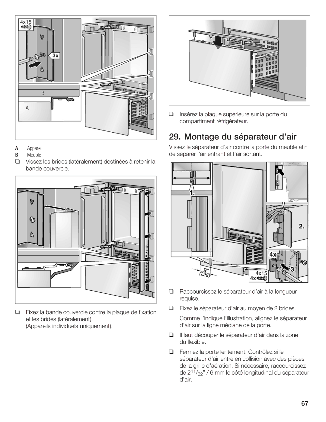 Thermador T36IB70NSP manual Montage du séparateur dair 