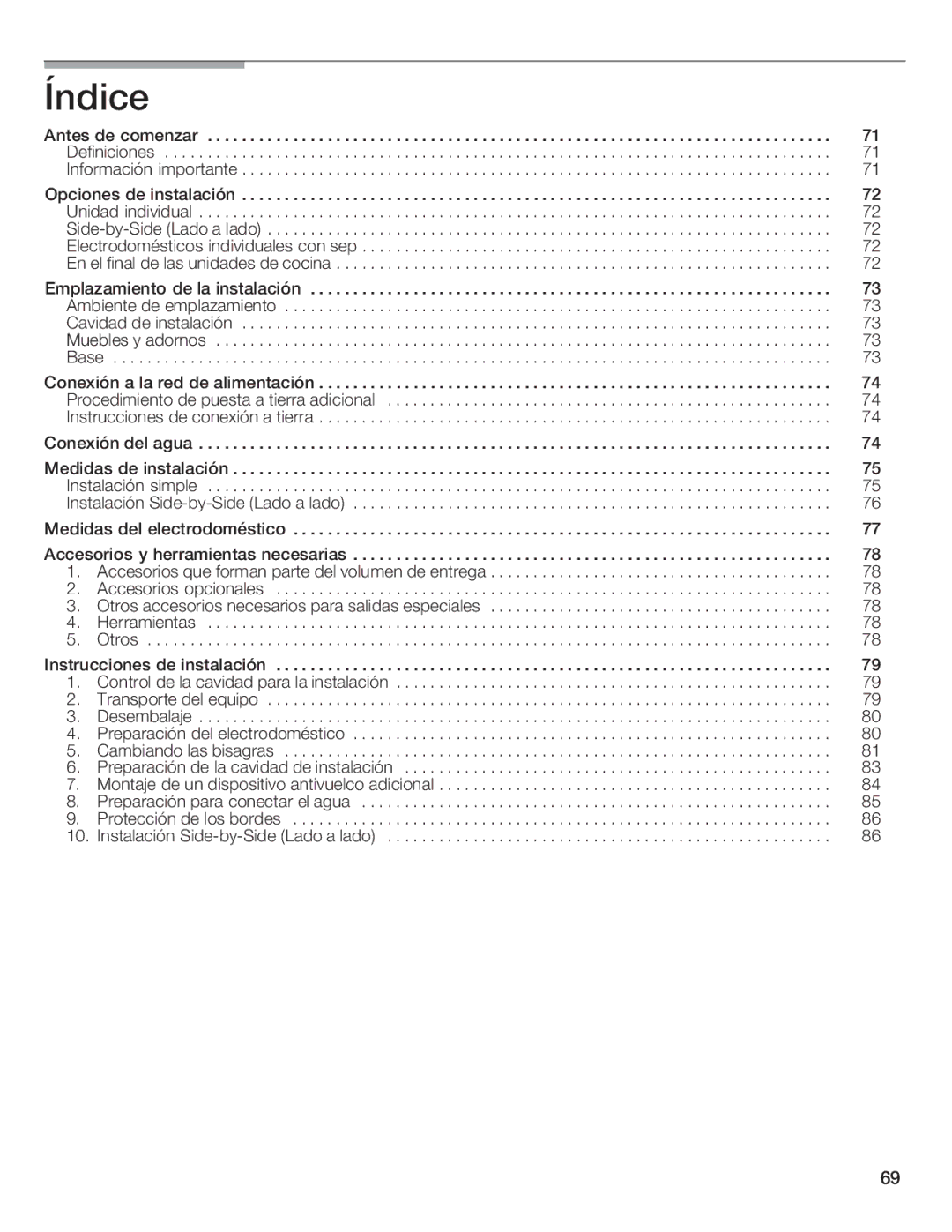 Thermador T36IB70NSP manual Índice 